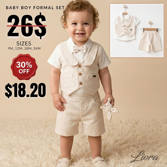 Sandstone Charm – Baby Boy Linen Set