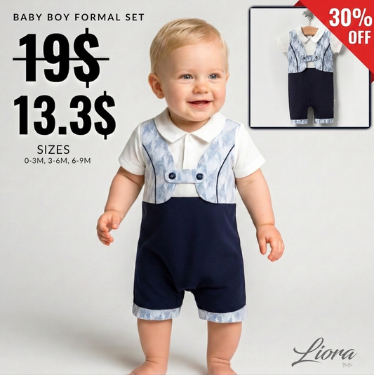 Chevron Vest & Navy Romper