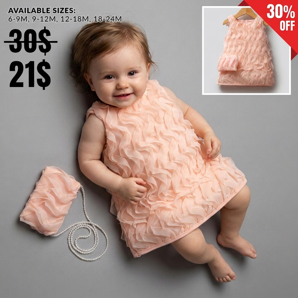 Peach Petal Charm – Baby Girl Dress