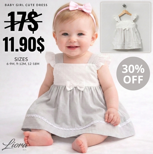 White & Light Gray Ruffle Dress