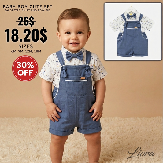 Sailboat Shirt & Navy Overalls Set