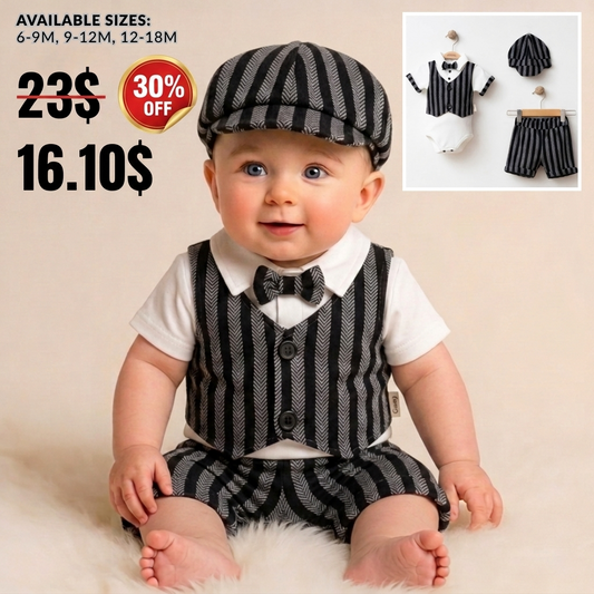 Striped Tuxedo Charm – Baby Boy Outfit