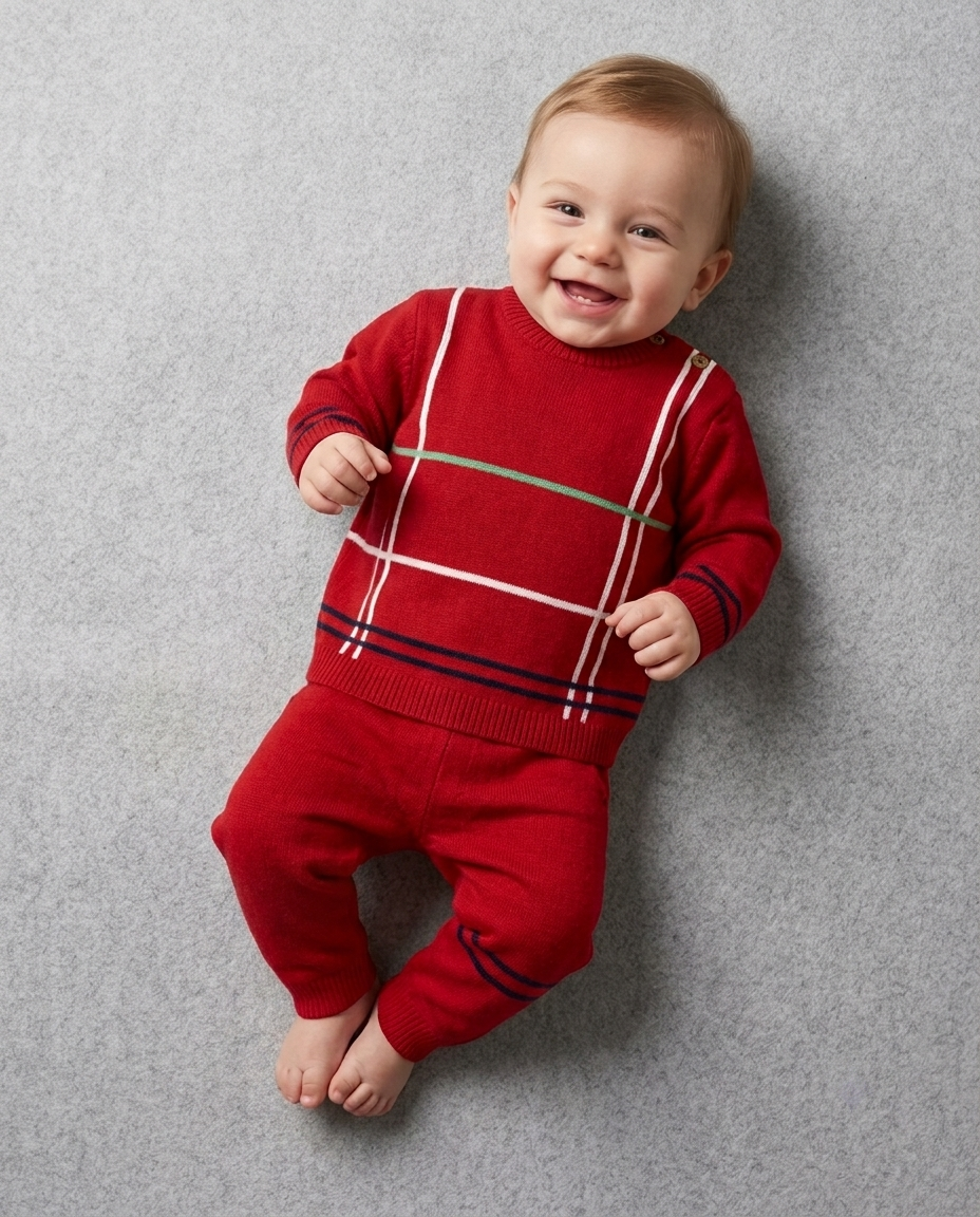 The Archer Windowpane Plaid Knit Sweater & Pants Set – Red