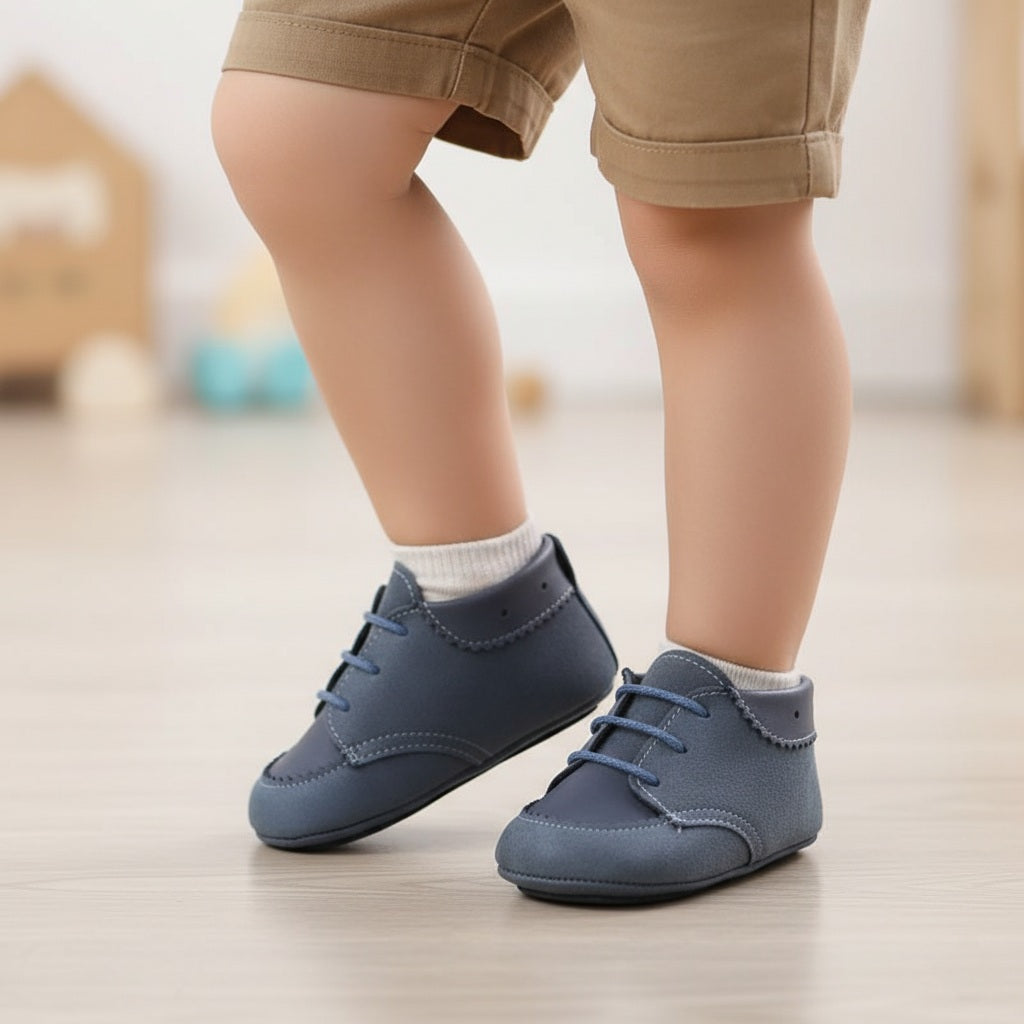 Handcrafted Navy Blue Baby Moccasins – Soft & Stylish Infant Shoes