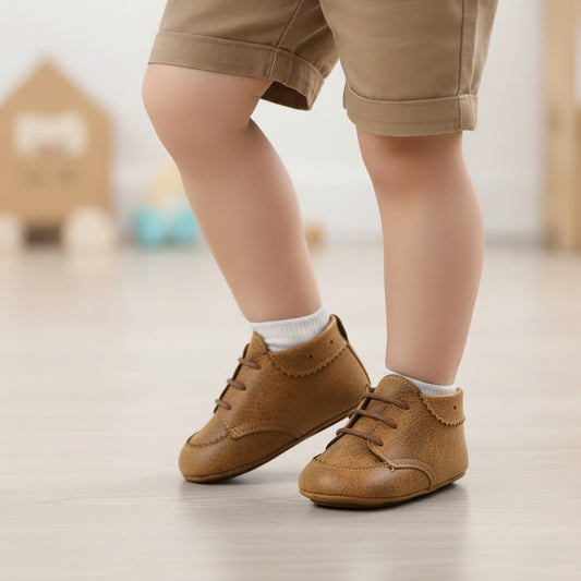 Golden Brown Handcrafted Baby Moccasins – Soft & Stylish Infant Shoes