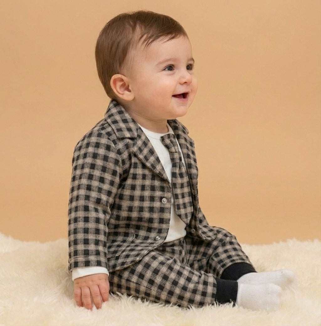 Checkered Suit & Tie Set