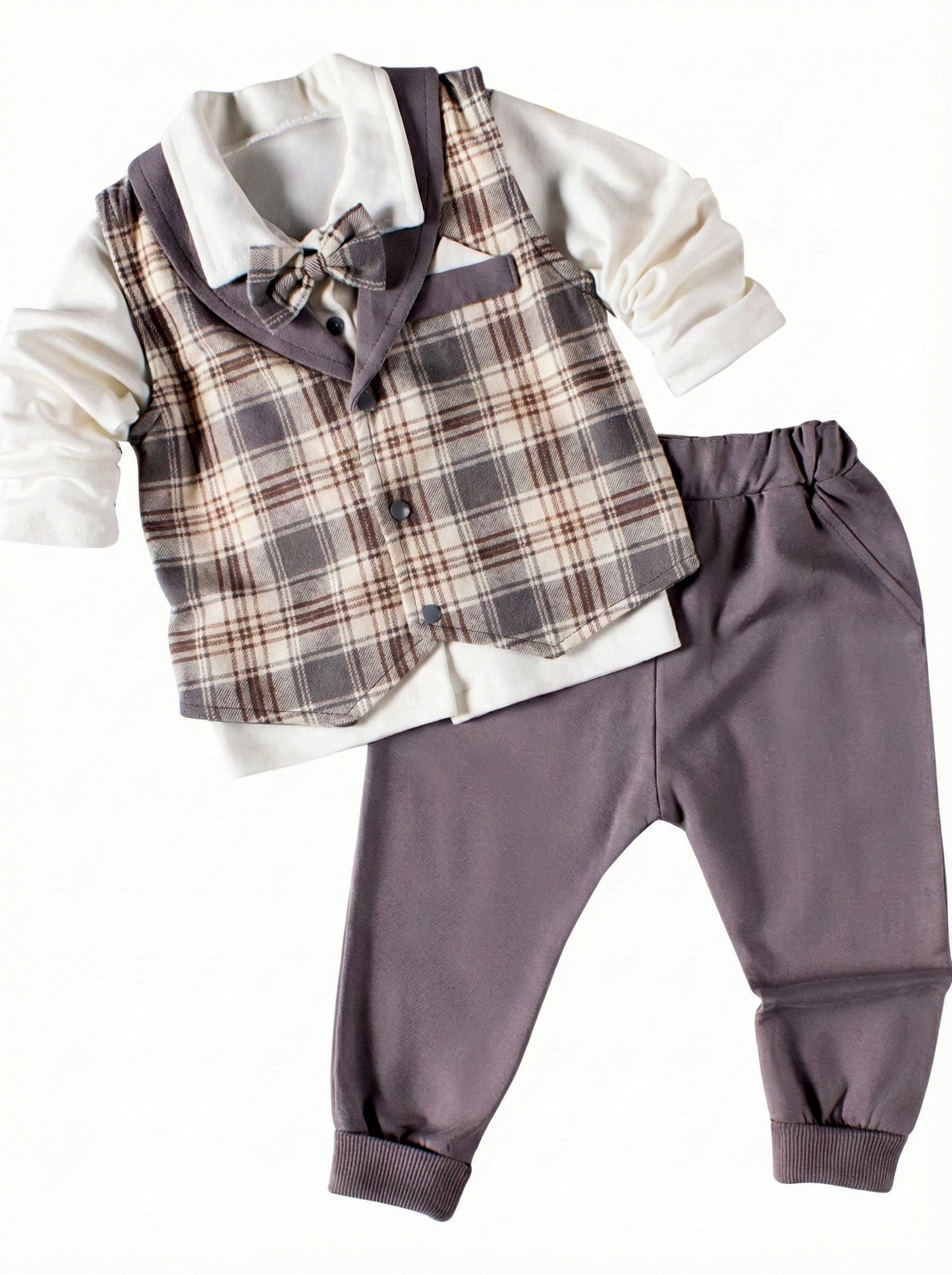 Plaid Vest & Bow Tie Formal Set