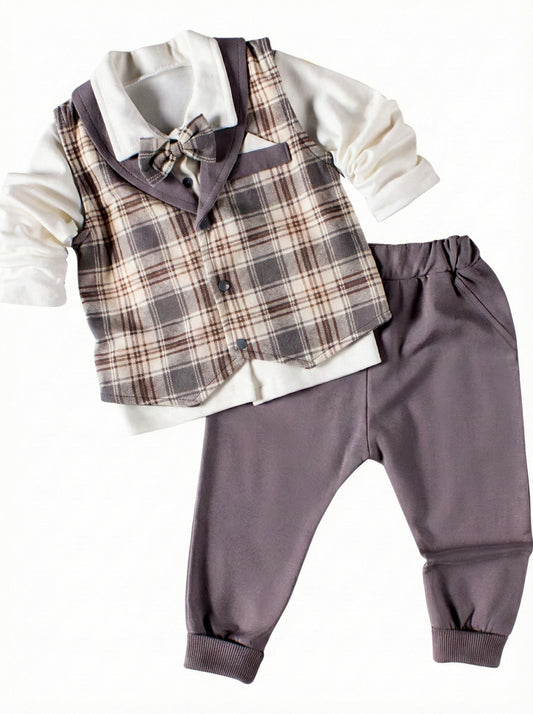 Plaid Vest & Bow Tie Formal Set