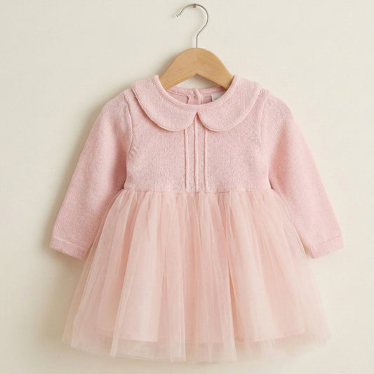 Pink Knit & Tulle Dress