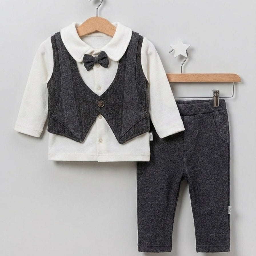 Gray Vest & Bow Tie Set