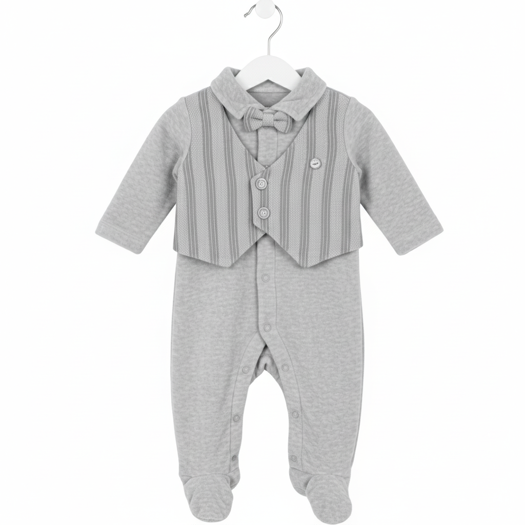 Striped Vest Footed Onesie