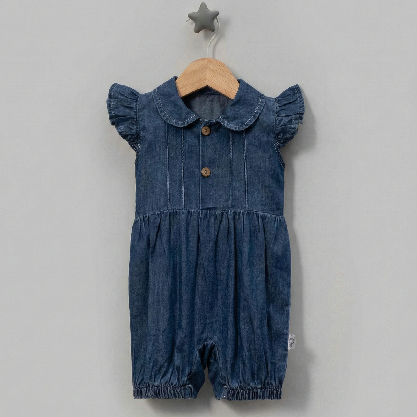 Denim Ruffle Sleeve Romper