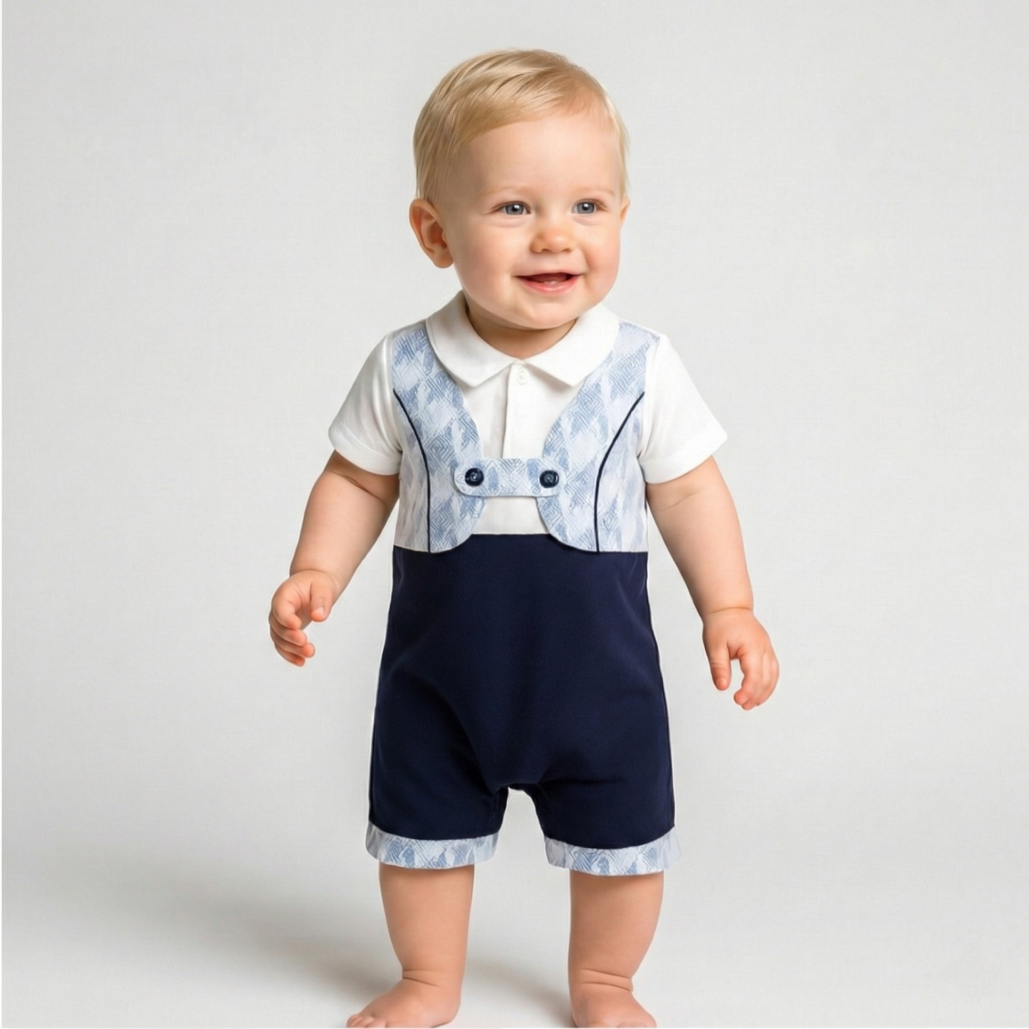Chevron Vest & Navy Romper