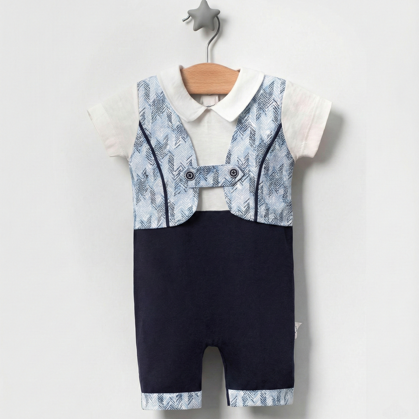 Chevron Vest & Navy Romper