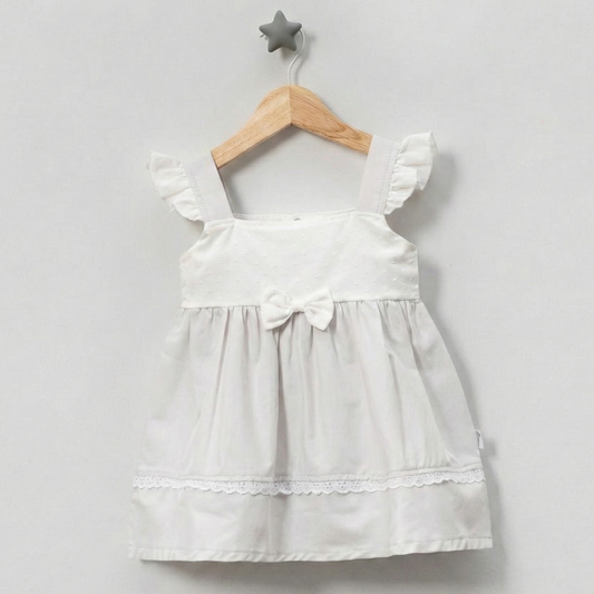 White & Light Gray Ruffle Dress