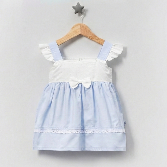 Light Blue & White Lace Trim Dress