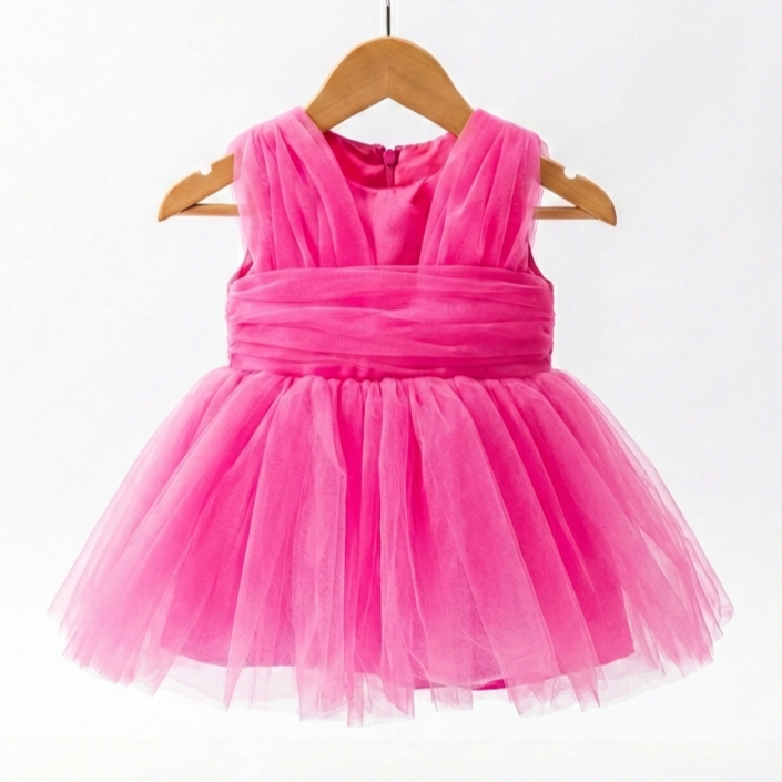 Pink Baby Girl Tulle Dress – Sleeveless Party Outfit