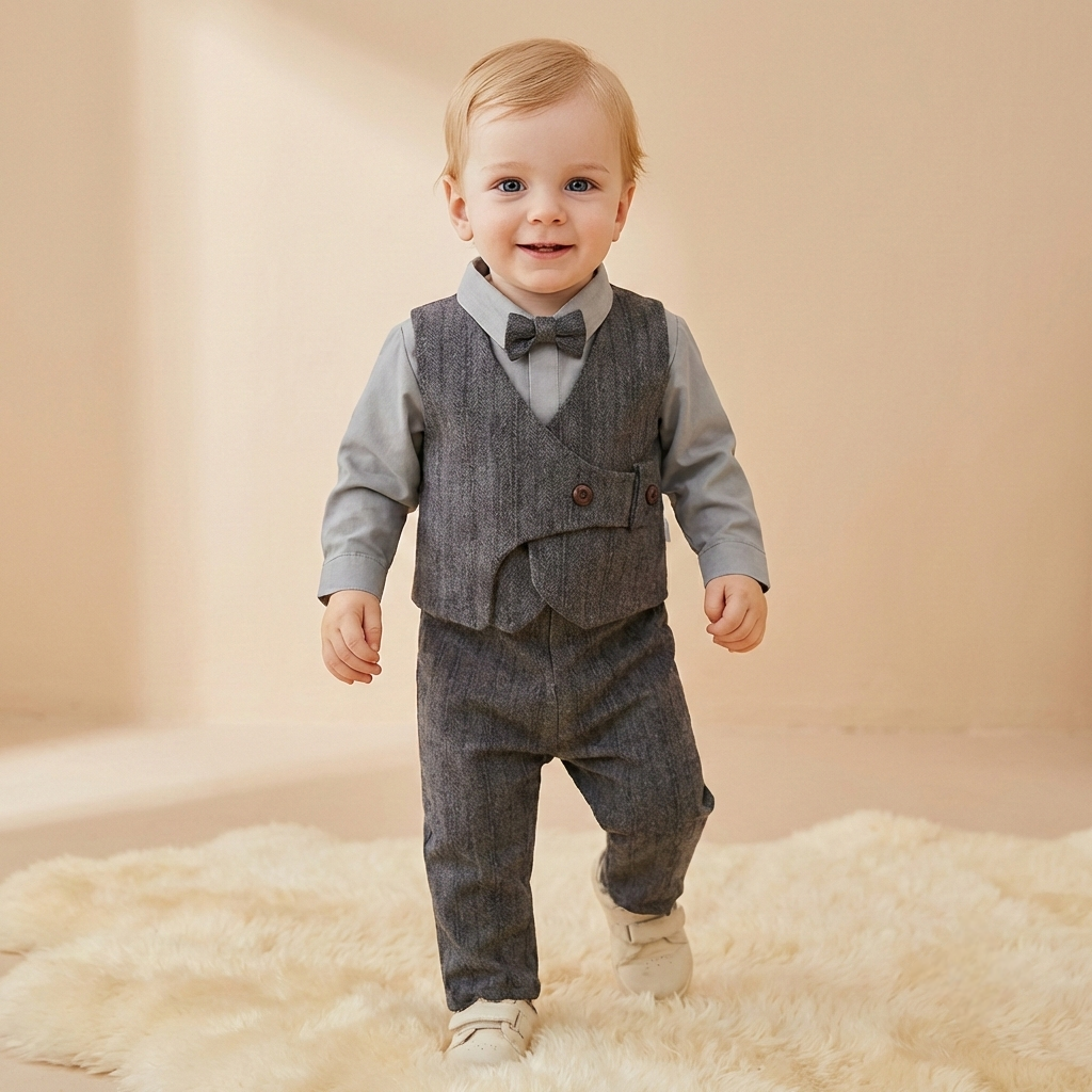 Sharp Gray Charm – Baby Boy Ensemble