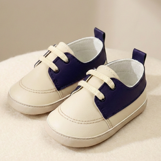 Beige & Navy Charm – Baby Shoes