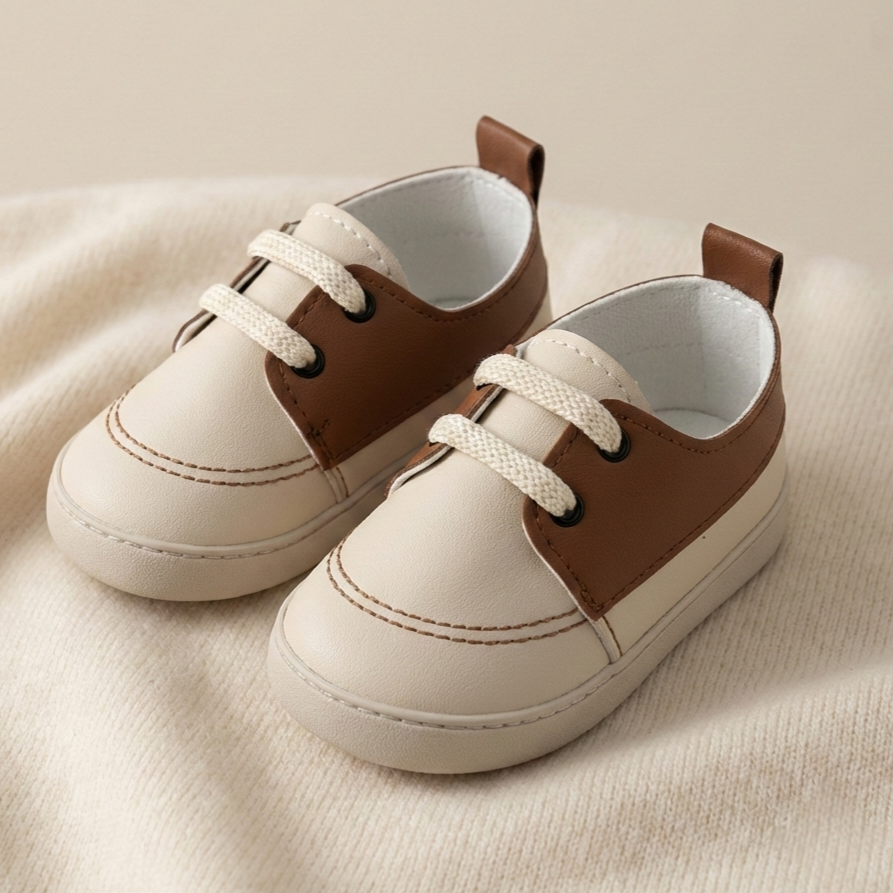 Beige & Brown Charm – Baby Sneakers