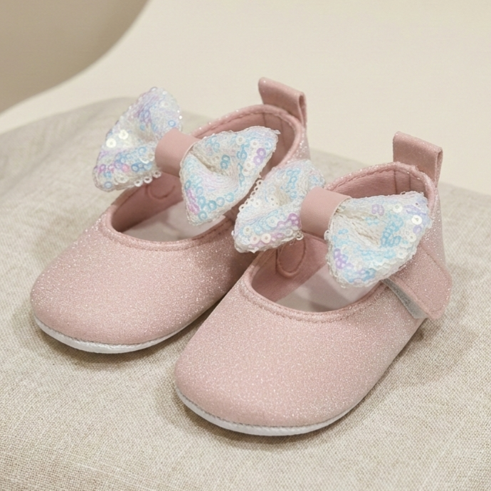 Dusty Pink Bow – Baby Girl Shoes
