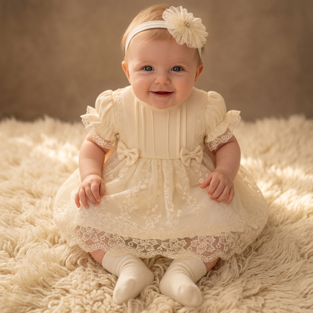 Ivory Whisper – Baby Dress with Headband