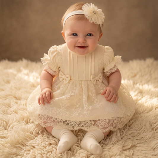 Ivory Whisper – Baby Dress with Headband