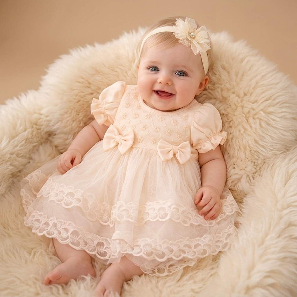 Pearl Blossom – Baby Dress with Headband