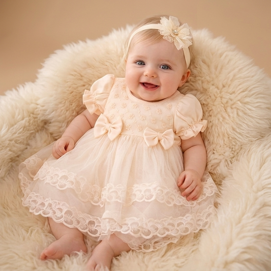 Pearl Blossom – Baby Dress with Headband