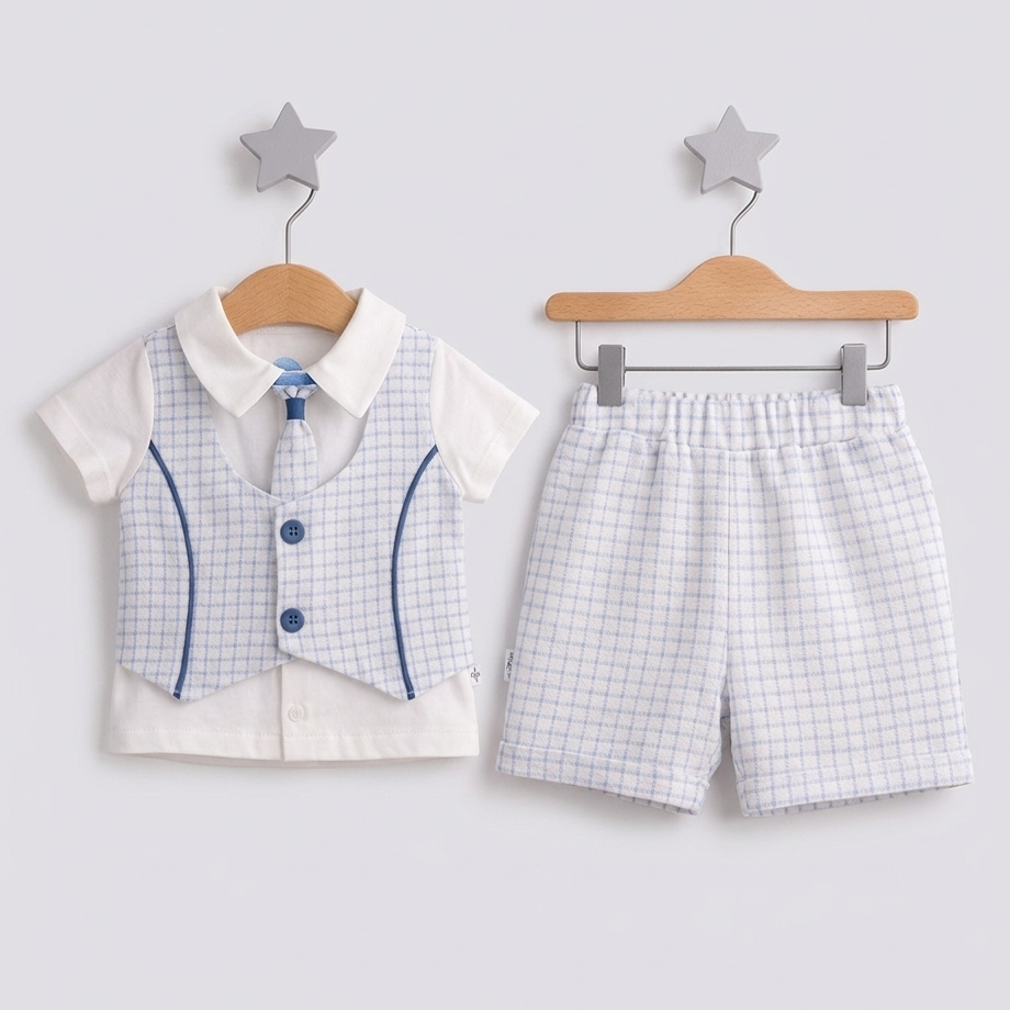 Skylight Charm – Baby Boy Checkered Set