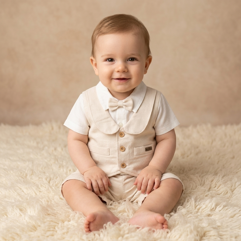 Sandstone Charm – Baby Boy Linen Set