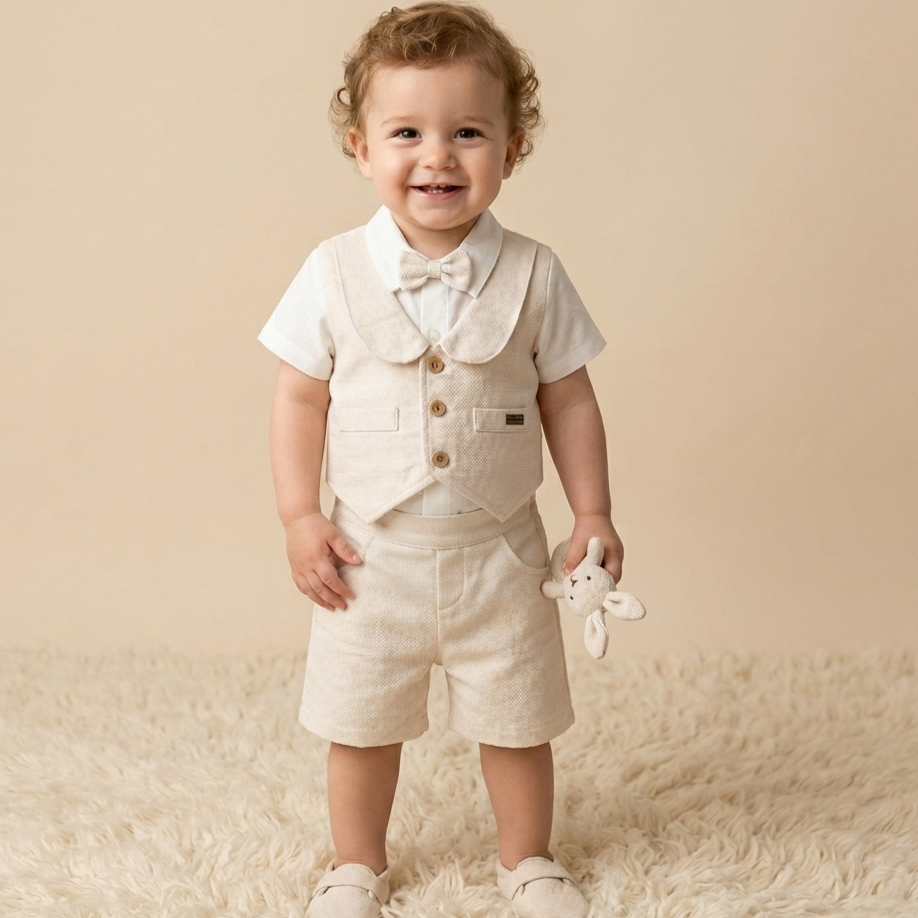 Sandstone Charm – Baby Boy Linen Set