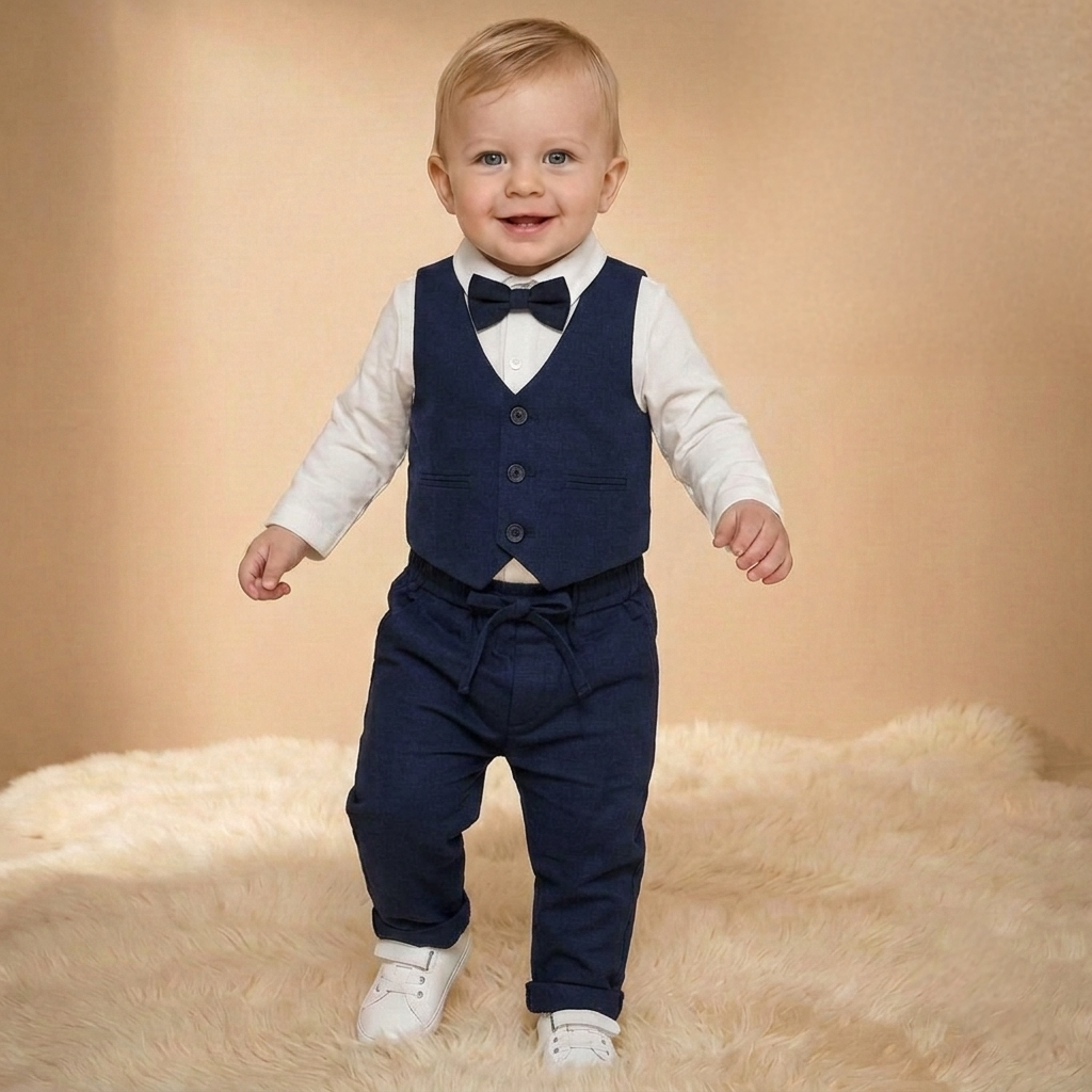 Midnight Navy Charm – Baby Boy Suit Set