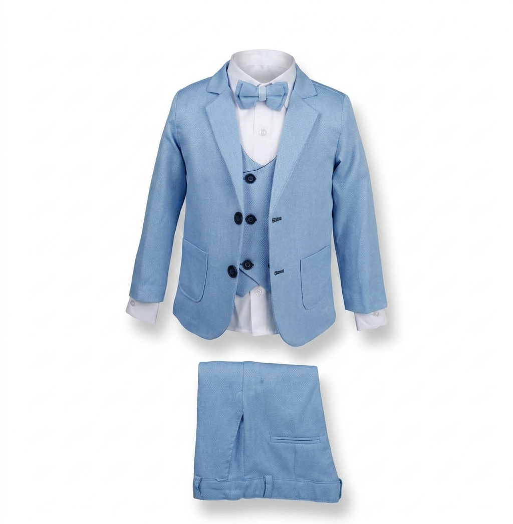Light Blue Baby Formal Suit – Blazer, Vest & Bow Tie