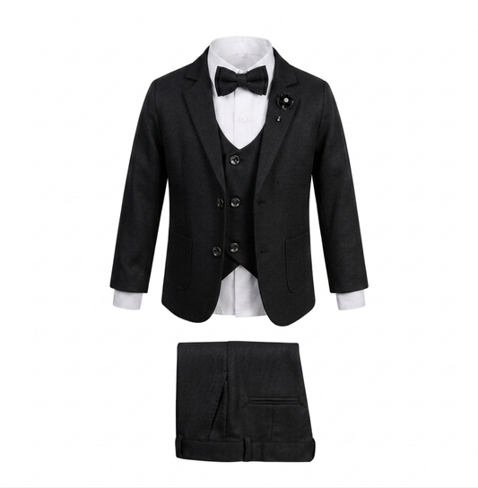 Black Baby Formal Suit – Blazer, Vest & Bow Tie