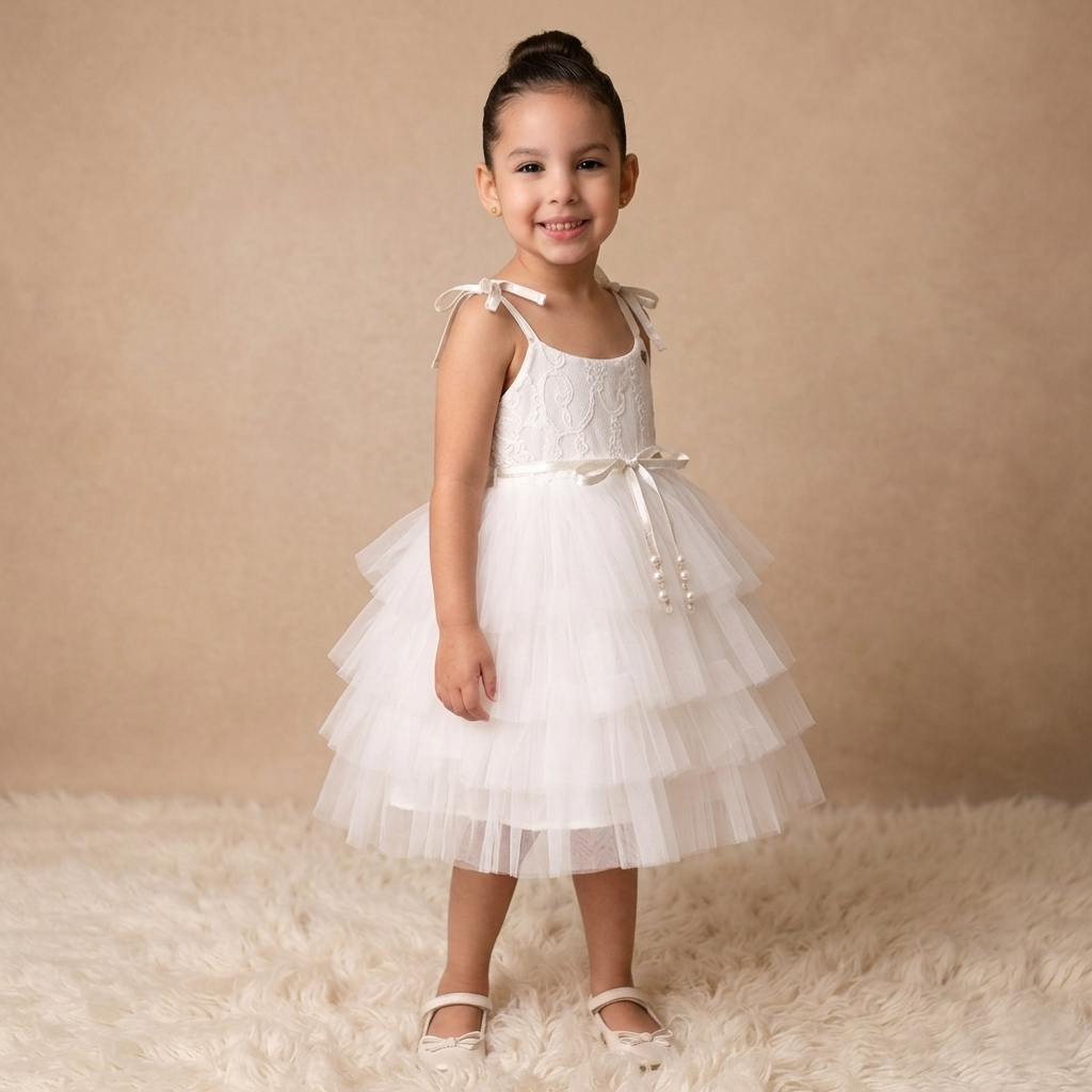“Ivory Bloom” Baby Dress – Lace Bodice & Tulle Skirt