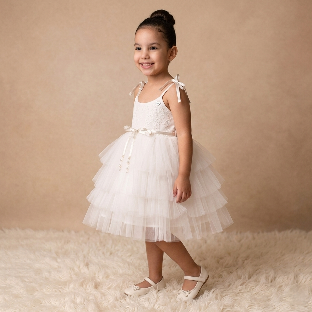 “Ivory Bloom” Baby Dress – Lace Bodice & Tulle Skirt