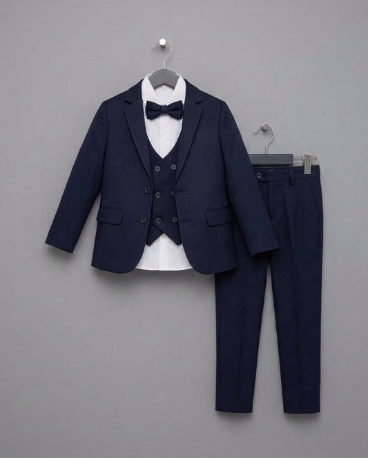 The Edward 5-Piece Formal Suit Set with Vest – Navy Blue
