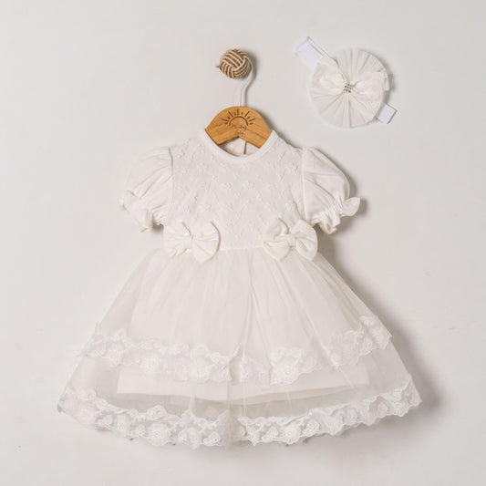 Snow Petal – Baby Dress with Headband