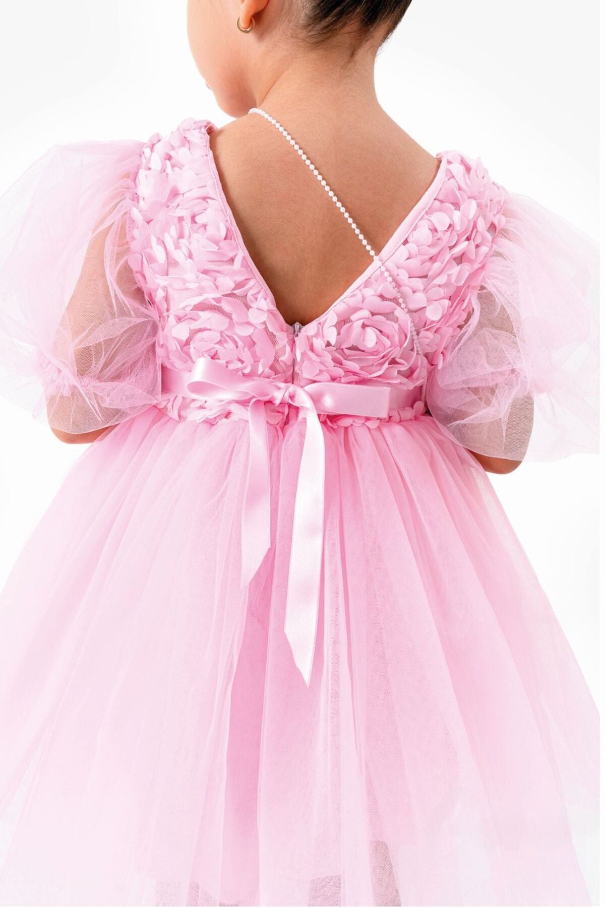 Pink Baby Girl Rosette Dress with Cross-bag – Tulle & Purse Set