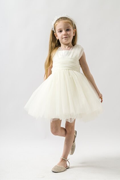 White Baby Girl Tulle Dress – Sleeveless Formal Outfit