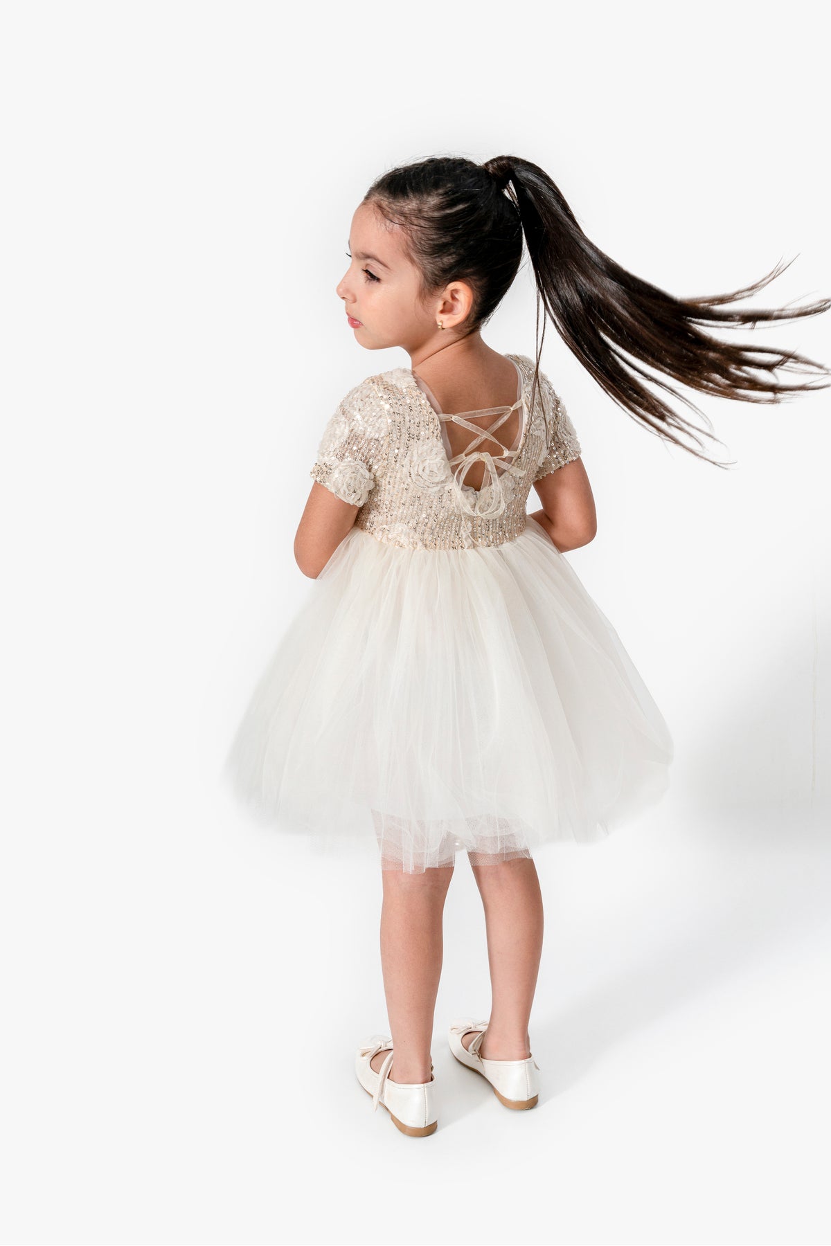 Champagne Baby Girl Party Dress – Sequins & Tulle