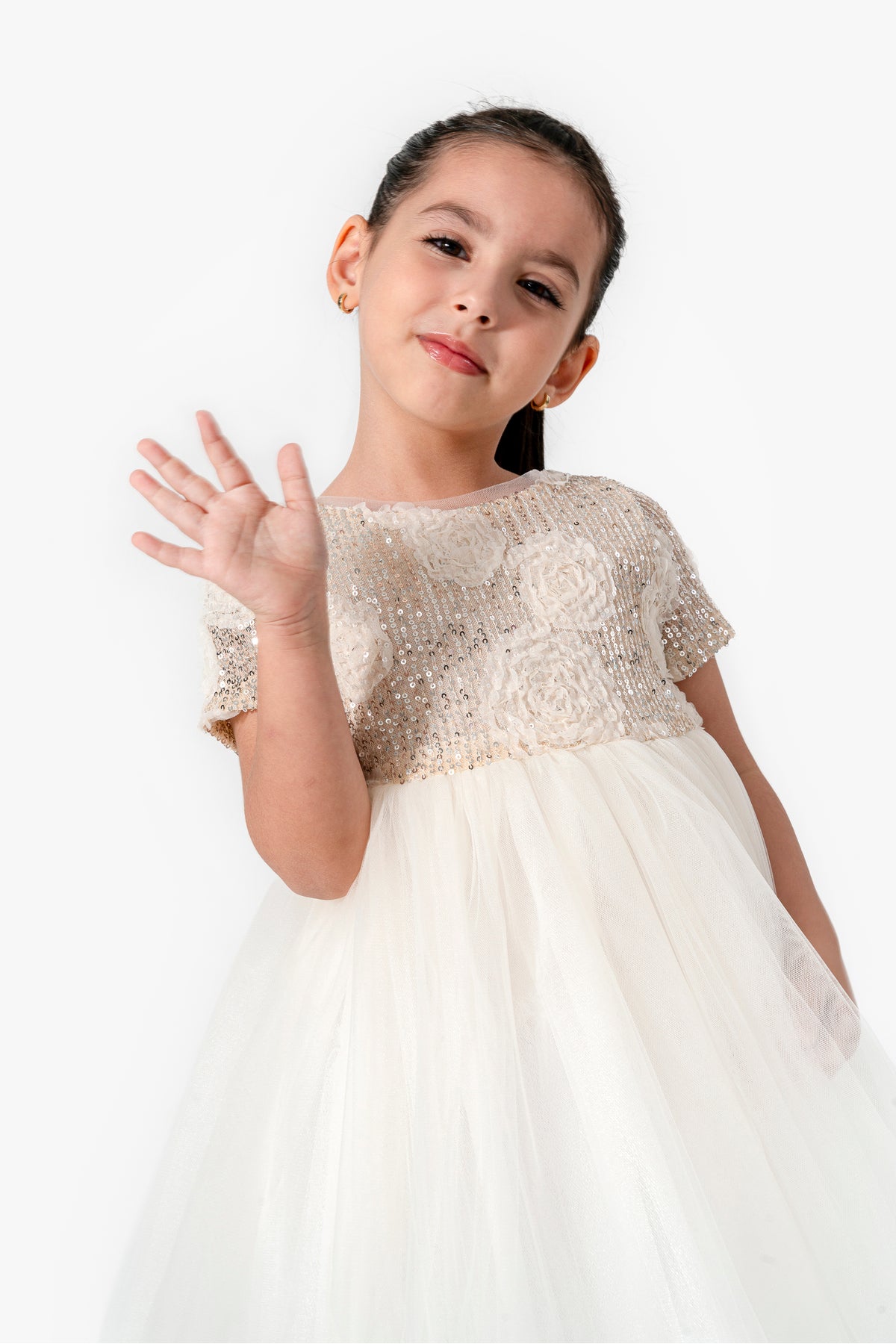 Champagne Baby Girl Party Dress – Sequins & Tulle