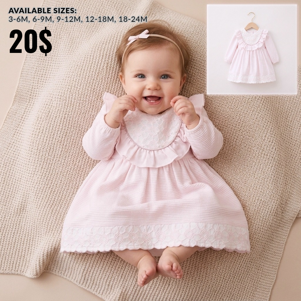 Blush Lace Bloom – Baby Girl Pink Dress