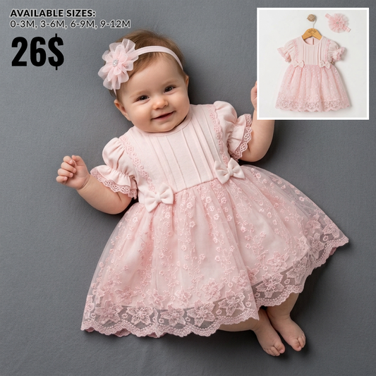 Petals & Bows – Pink Baby Ensemble