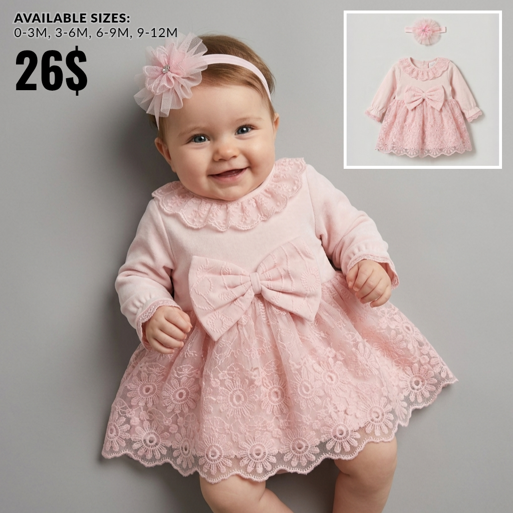 The Penelope Embroidered Lace Dress Set – Soft Pink