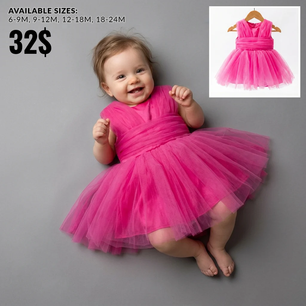 Pink Tulle Radiance – Baby Girl Dress