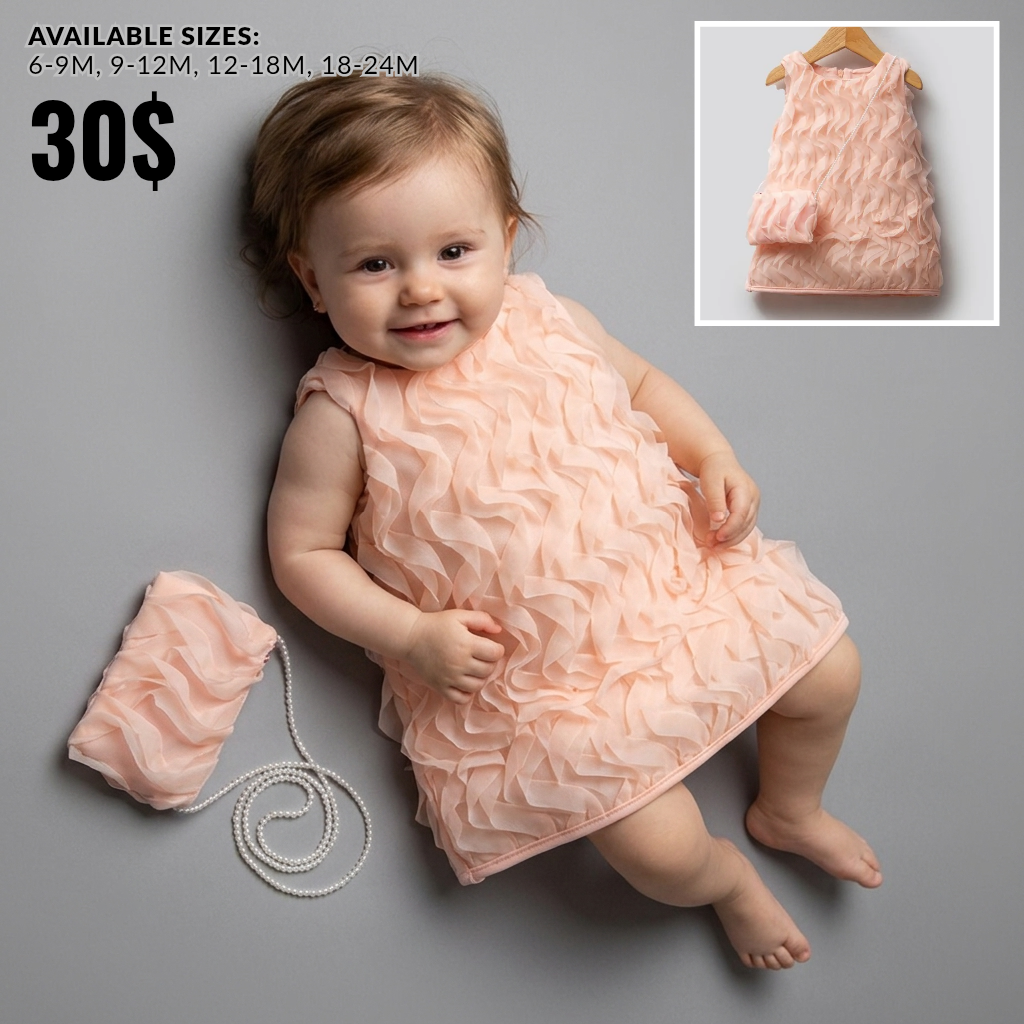 Peach Petal Charm – Baby Girl Dress