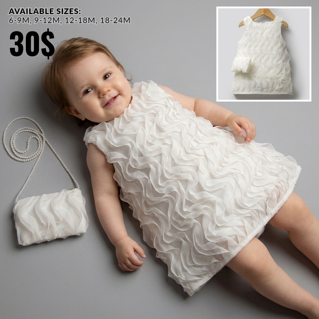 Feathered Grace – Baby Girl Dress Set