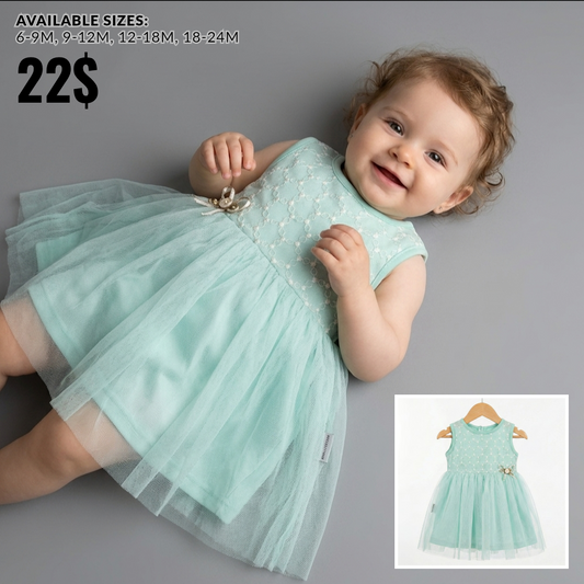 Mint Lace Whimsy – Baby Girl Dress